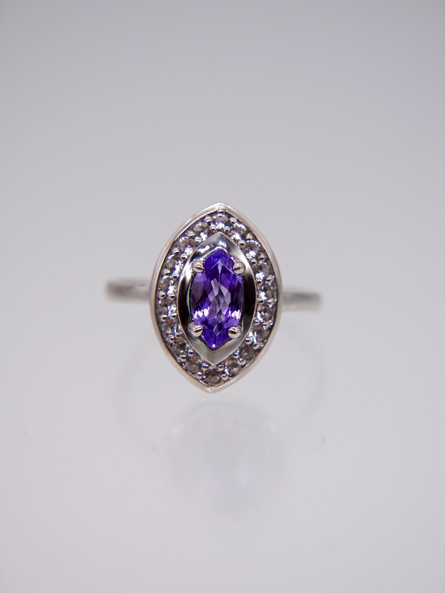 Wide Halo Ring - tanzanite