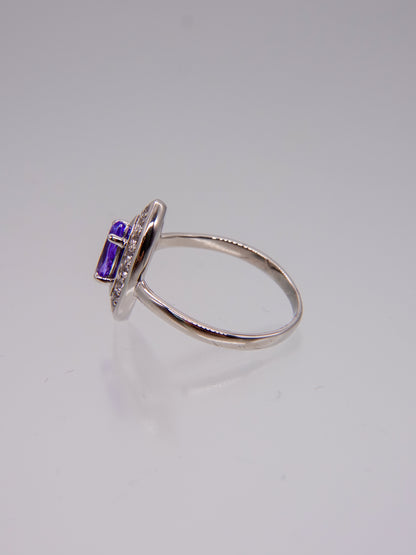 Wide Halo Ring - tanzanite