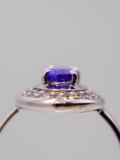 Wide Halo Ring - tanzanite