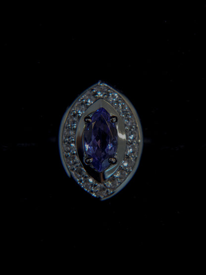 Wide Halo Ring - tanzanite