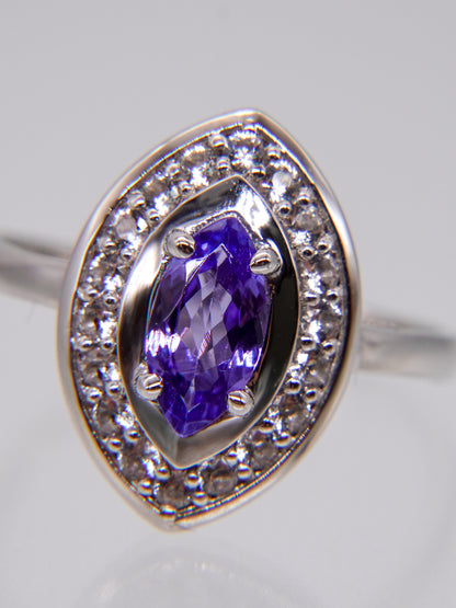 Wide Halo Ring - tanzanite