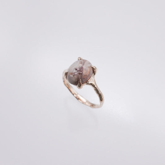 primitive oval stone ring 10x8_agate
